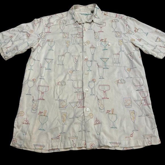 Tori Richard Shirt Mens S Ivory Silk Button Up Short Sleeve Cocktail Drinks - Picture 2 of 7